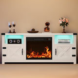 Furmax 65 inch Electric Fireplace TV Stand with Adjustable Color Lighting & Remote Control, Media Console with 2 Cabinets & Shelves for Living Room, Bedroom, Entertainment Center