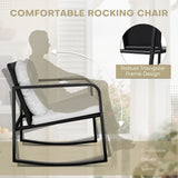 Lacoo 3 Pieces Outdoor Rocking Chair Furniture Sets Modern Patio Furniture Set Rocking Wicker Bistro Sets Cushioned PE Rattan Chairs Conversation Sets with Glass Coffee Table
