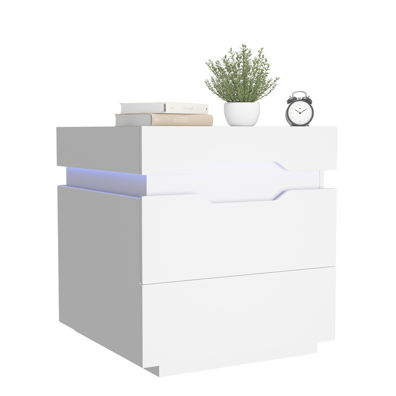 Homall Nightstand Drawers Led Bedside End Tale with Remote and Charging Ports