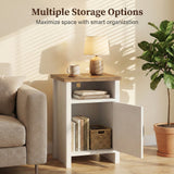 Homall Farmhouse Nightstand Set of 2 with Shelf and Barn Door Wood Modern Beside Tables for Bedroom Living Room, White