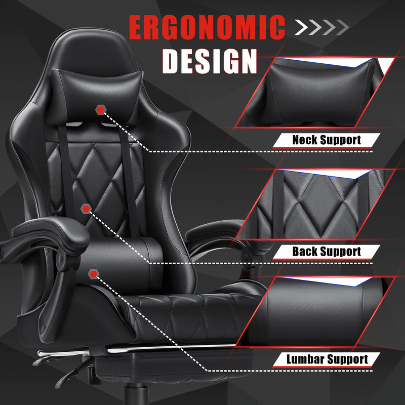 Homall Gaming Chair Massage Office Chair Computer Racing Chair High Back PU Leather Chair with Footrest