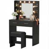 Homall Makeup Vanity Set with Mirro & 3 Modes Lights, Vanity Desk with Stool & Storage Drawers Shelves, Vanity Table with Power Outlet for Bedroom Dressing Room