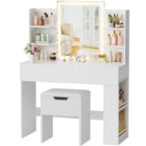 Homall Vanity Desk with Mirror, 3 Modes LED Lights and USB Power Outlet, Makeup Vanity Table with 6 Storage Shelves and 7 Drawers for Dressing Room Bedroom