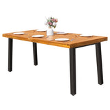 Homall Home 6-Person Acacia Wood Dining Table, Natural Stained with Rustic Metal