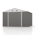 Patiowell 10' x 10' Metal Storage Shed for Outdoor, Steel Yard Shed with Design of Lockable Doors, Utility and Tool Storage for Garden, Backyard, Patio, Outside use.