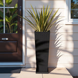 Homall 2-Pack 24" Tall Outdoor Plastic Planters with Inside Pots, Rattan - Patterned for Patio Decor