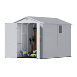 6x10ft Outdoor Plastic Storage Shed with Window-Weather-Resistant, Easy Assembly, Wood-Effect Garden Tool House,Light Gray
