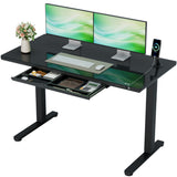 Homall 48" x 24" Wood Top Electric Standing Desk with Drawer, Height Adjustable Desk with Phone Stand & Charging Ports, Sit Stand up for Home Office,Beige