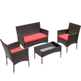Lacoo 4 Pieces Patio Conversation Set Outdoor PE Rattan Wicker Chairs Set and Table