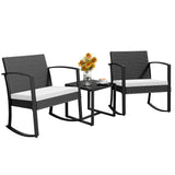 Homall 3 Pieces Patio Bistro Chairs Set, Outdoor PE Rattan Chairs with Cushions and Coffee Table Conversation Set