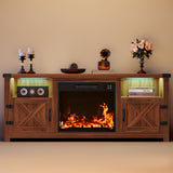 Furmax 65 inch Electric Fireplace TV Stand with Adjustable Color Lighting & Remote Control, Media Console with 2 Cabinets & Shelves for Living Room, Bedroom, Entertainment Center