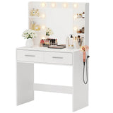 Homall Makeup Vanity Set with Mirro & 3 Modes Lights, Vanity Desk with Stool & Storage Drawers Shelves, Vanity Table with Power Outlet for Bedroom Dressing Room