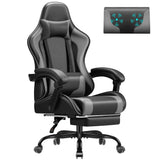 Vyrox PU Leather Gaming Chair with Massage Lumbar Support, Ergonomic High Back Computer Gamer Chair with Adjustable Footrest