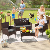 Homall 4 Pieces Patio Conversation Set Outdoor Furniture Rattan Chairs Wicker Seating with Cushion and Table Weather-resistant for Porch Garden Backyard