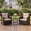 Lacoo 3-Piece Outdoor Patio Furniture Set – 2 Rattan Chairs with Tempered Glass Side Table, Weather-Resistant PE Wicker
