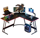 Homall L-Shaped Gaming Desk 51.2 Inches Corner Office Gaming Desk Removable Monitor Riser Desk with LED Strip & Power Outlets, Black