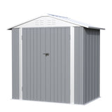 Homall 4' x 6' Mental Outdoor Storage Shed with Sloping Roof and Lockable Door, for Backyard & Garden, Gray