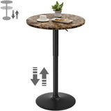 Homall 2 Pieces Bar Table Height Adjustable Bistro Pub Table Cocktail Round Table with Metal Base, White/Sliver