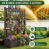 Homall Raised Garden Bed with Trellis, 43"x18"x59" Planter Box for Climbing Plants, Outdoor Raised Garden Bed for Privacy Screen, Tall Vertical Planter, Brown