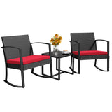Homall 3 Pieces Patio Bistro Chairs Set, Outdoor PE Rattan Chairs with Cushions and Coffee Table Conversation Set