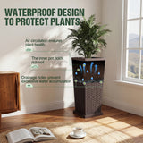 Homall 25" Tall Plastic Planter Set of 2 with Inside Pots, Drainages, for Outdoor and Indoor