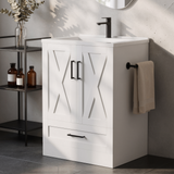 Homall 24'' Bathroom Vanity with Sink, Freestanding Bathroom Cabinet with 2 Door & 1 Drawer, Farmhouse Bathroom Vanity with Basin