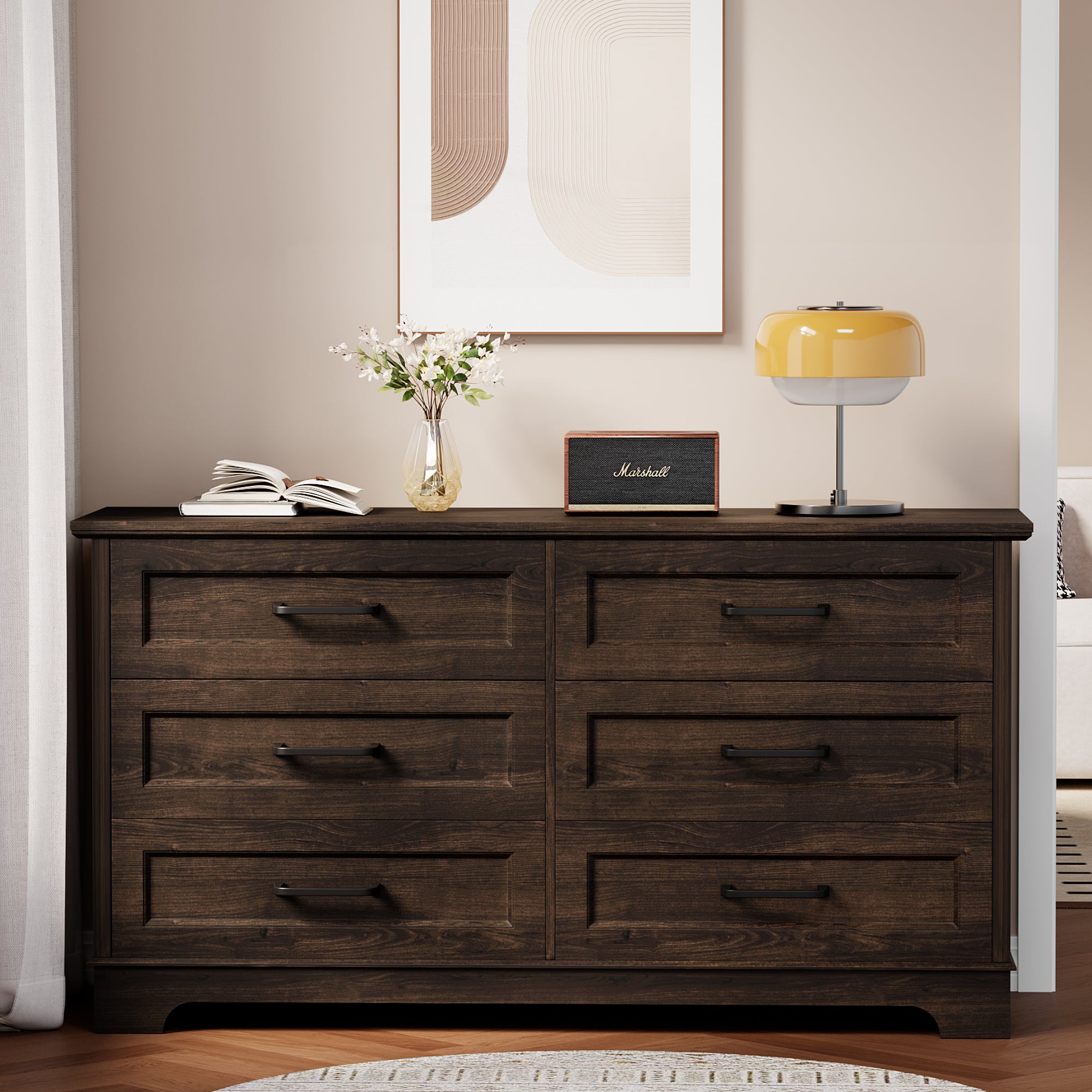 Homall 6-Drawer Wood Dresser for Bedroom, Large Storage Cabinet with Anti-Tip Safety and Modern Arch Design, Double Classified Storage Organizer Chest ... Homall 6-Drawer Wood Dresser for Bedroom, Large Storage Cabinet with Anti-Tip Safety and Modern Arch Design, Double Classified Storage Organizer Chest ...