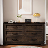 Homall 6-Drawer Wood Dresser for Bedroom, Large Storage Cabinet with Anti-Tip Safety and Modern Arch Design, Double Classified Storage Organizer Chest for Living Room,