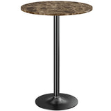 Homall Bistro Pub Table Round Bar Height Cocktail Table Metal Base MDF Top Obsidian Table with Black Leg 23.8-Inch Top, 39.5-Inch Height