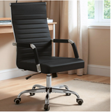 Lacoo Mid-Back Faux Leather Office Desk Chair Executive Conference Task Chair with Arms
