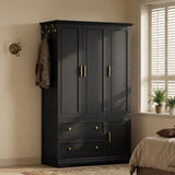 Homall 71" 3-Door Armoire Wardrobe Closet , Modern Storage Armoire with Drawers, Shelves & Hooks for Bedroom