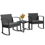 Homall 3 Pieces Patio Bistro Chairs Set, Outdoor PE Rattan Chairs with Cushions and Coffee Table Conversation Set