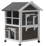 Homall Outdoor Wooden Cat House with Air Vents, Indoor Feral Cat Shelter with Escape Door and Balcony