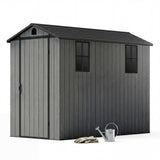 HOMALL 4x8ft Resin Shed for Outdoor Storage, Heavy-Duty Lockable Garden Tool Shed with Weather-Resistant Design