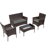 Lacoo 4 Pieces Patio Conversation Set Outdoor PE Rattan Wicker Chairs Set and Table