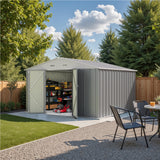 Homall 10' x 8' ft Outdoor Metal Storage Shed with Sloping Roof and Double Lockable Door for Backyard, Gray