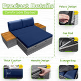 Homall Outdoor Daybed Patio Furniture Set Rattan Storage Daybed with Cushion and Side Table