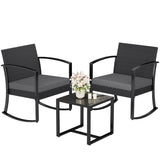 Homall 3 Pieces Patio Bistro Chairs Set, Outdoor PE Rattan Chairs with Cushions and Coffee Table Conversation Set