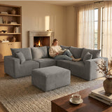 Homall Modular Corduroy Sofa, Sectional Couch with Convertible Modules, Modern Minimalist Sofa Set for Living Room, Freely Combinable Sofa Furniture