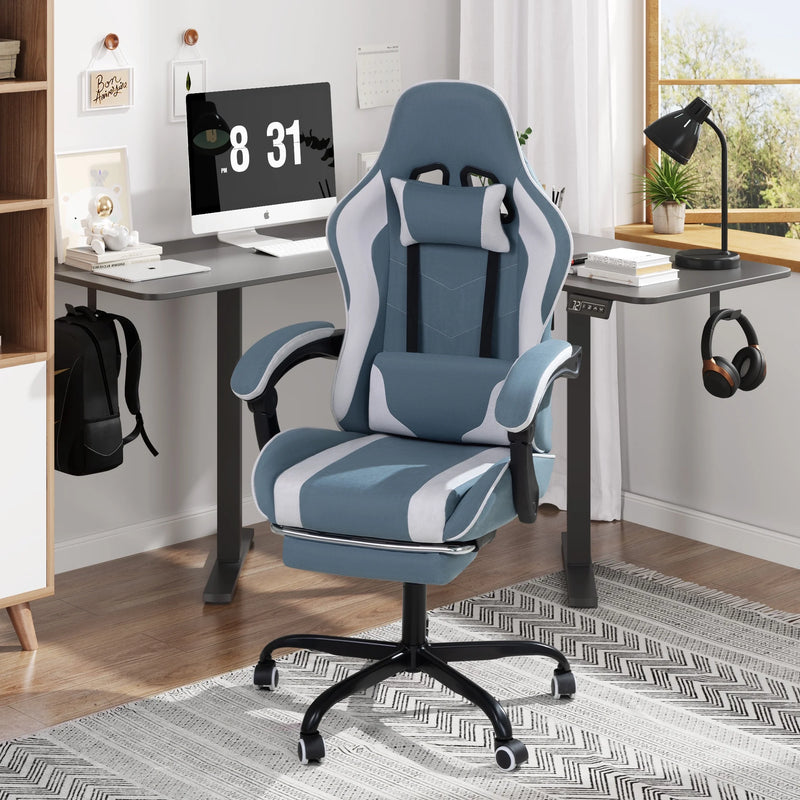 Homall Gaming Chair Breathable Fabric Game Chair Massage Computer Chair with Headrest Cloth Office Chair with Lumbar Support Ergonomic Video Gaming Chair with Footrest