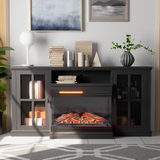Homall Fireplace TV Stand for TVs up to 65" 3-Sided Glass Modern Media Entertainment Center with Cabniet Storage Adjustable Flame Color Fireplace