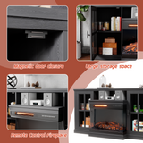 Homall Fireplace TV Stand for TVs up to 65" 3-Sided Glass Modern Media Entertainment Center with Cabniet Storage Adjustable Flame Color Fireplace