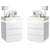 Homall LED Lighted Nightstand Set of 2 with 3 Drawers & Power Outlet, End Table with Remote for Bedroom Living Room