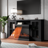 Homall Fireplace TV Stand for TVs up to 65" 3-Sided Glass Modern Media Entertainment Center with Cabniet Storage Adjustable Flame Color Fireplace