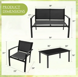 LACOO 4 Pieces Outdoor Furniture Set Patio Textilene Steel Conversation Set with Loveseat Tea Table for Lawn and Balcony