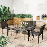 LACOO 4 Pieces Outdoor Furniture Set Patio Textilene Steel Conversation Set with Loveseat Tea Table for Lawn and Balcony