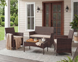 Lacoo 4 Pieces Patio Conversation Set Outdoor PE Rattan Wicker Chairs Set and Table