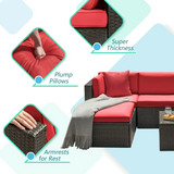 LACOO 5 Pieces Patio Sectional Set PE Rattan Outdoor All-Weather Wicker Conversation Set with Table