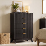 Homall 6 Drawer Tall Dresser for Bedroom, Modern Fluted Dresser Chest of Drawers, Wood Storage Dresser Organizer with Anti-Tip for Bedroom, Living Room