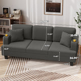 Homall 84''W Modern Sofa 3 Seat Adult Corduroy Couch with Wide Armrest Fabric Couch with USB Charging Ports for Living Room